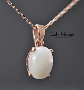 925 Sterling - Real Silver - Rose Gold Necklace with Pendant - Mother of Pearl - Beautiful Necklace - Handmade Gift - Gift for Her - Includes Gift Box